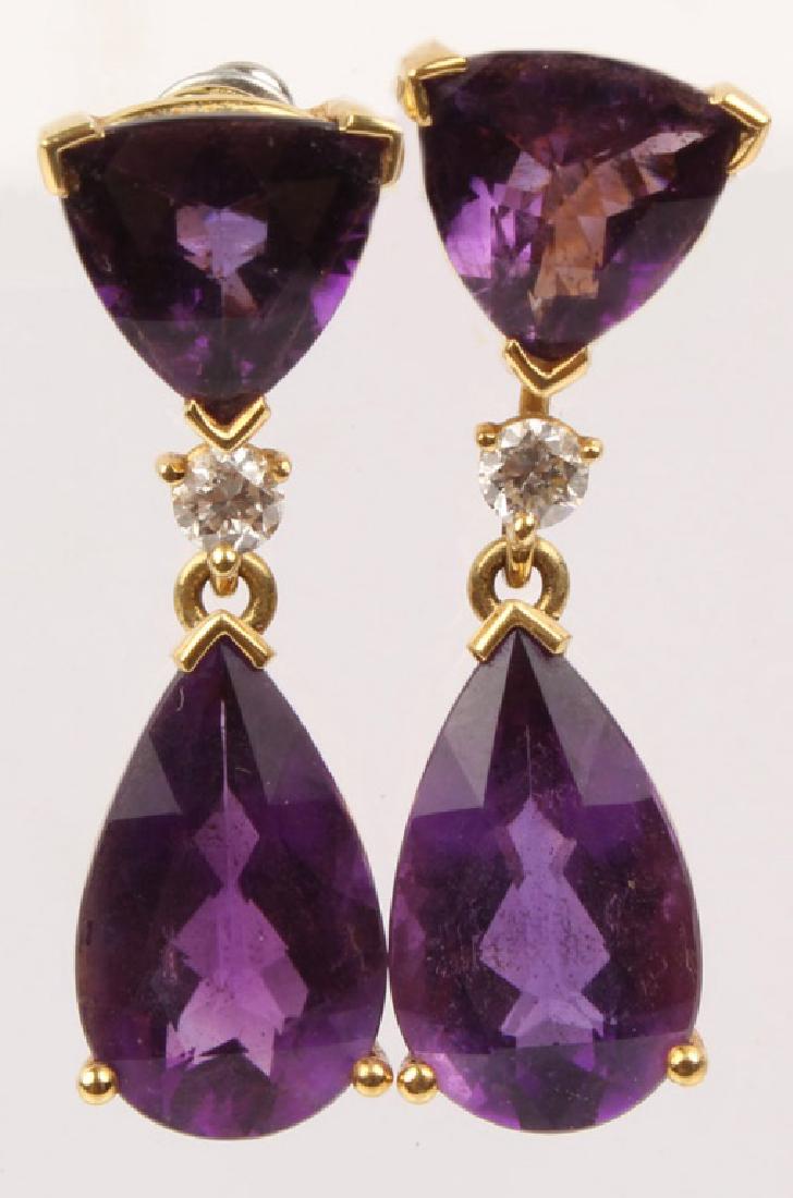 LADIES 14K YELLOW GOLD AMETHYST EARRINGS (1 of 4)