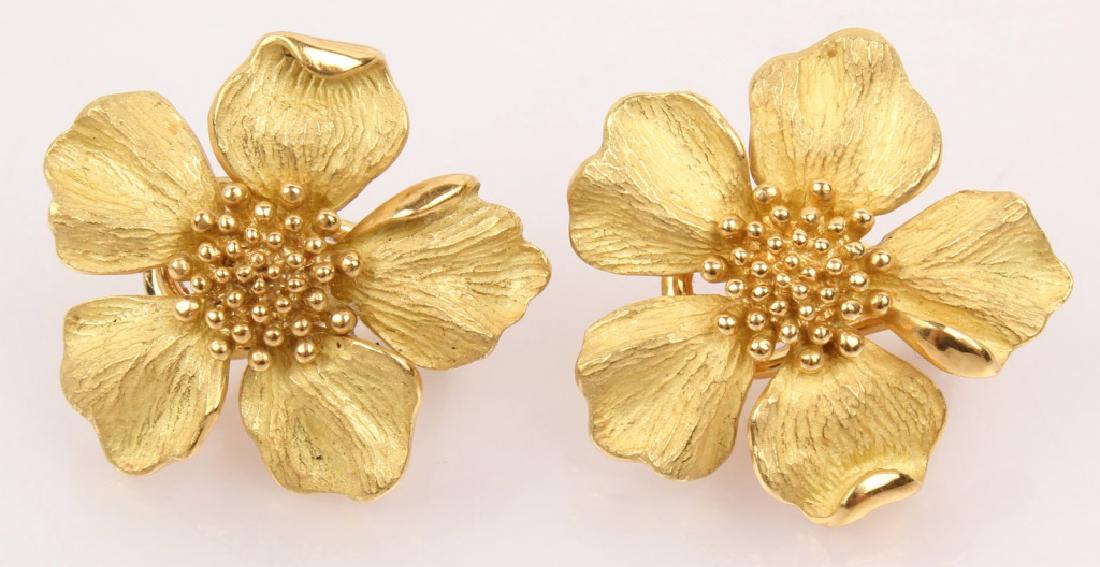 18K YELLOW GOLD TIFFANY & CO. FLORAL EARRINGS (1 of 3)