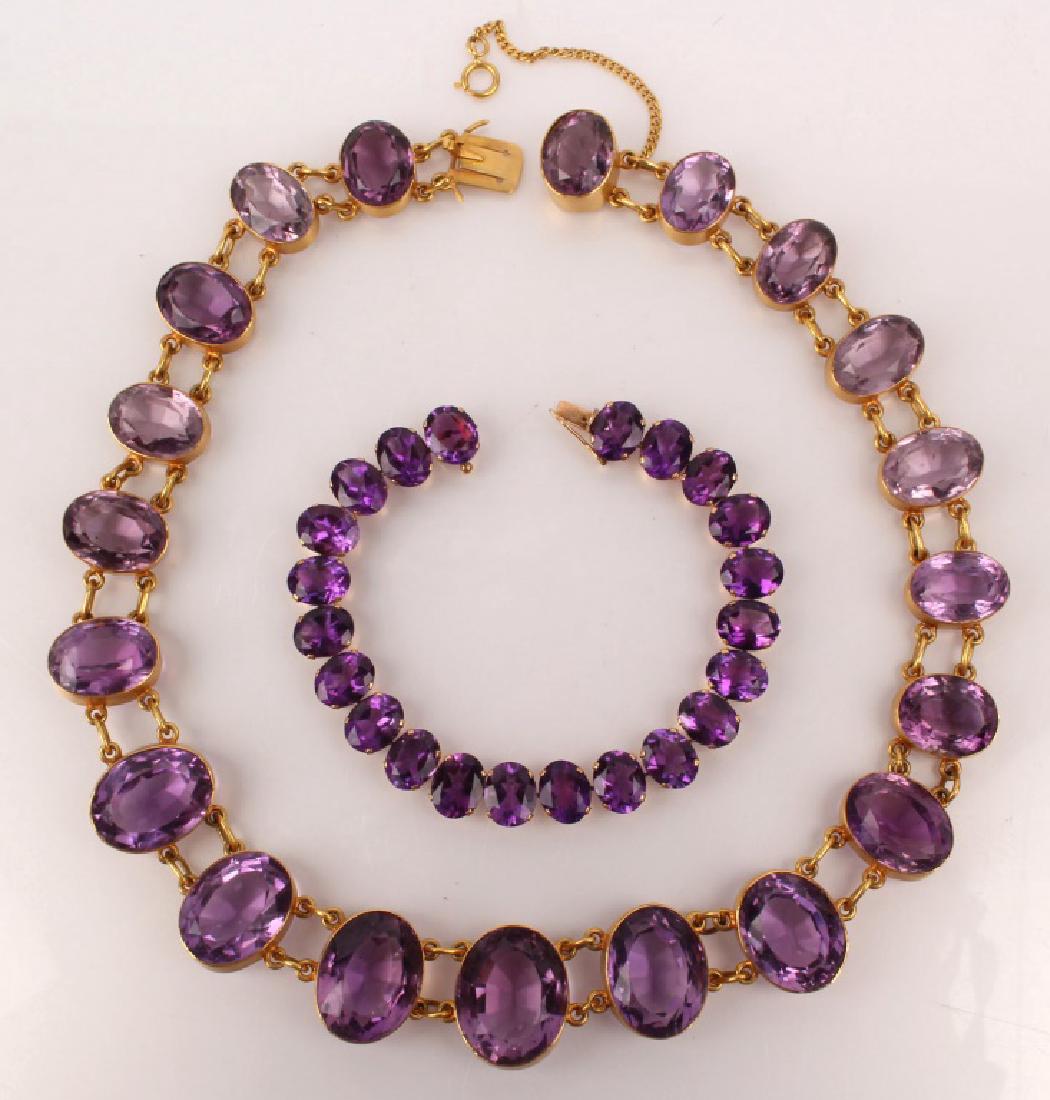 14K & 12K YELLOW GOLD AMETHYST NECKLACE & BRACELET (1 of 7)