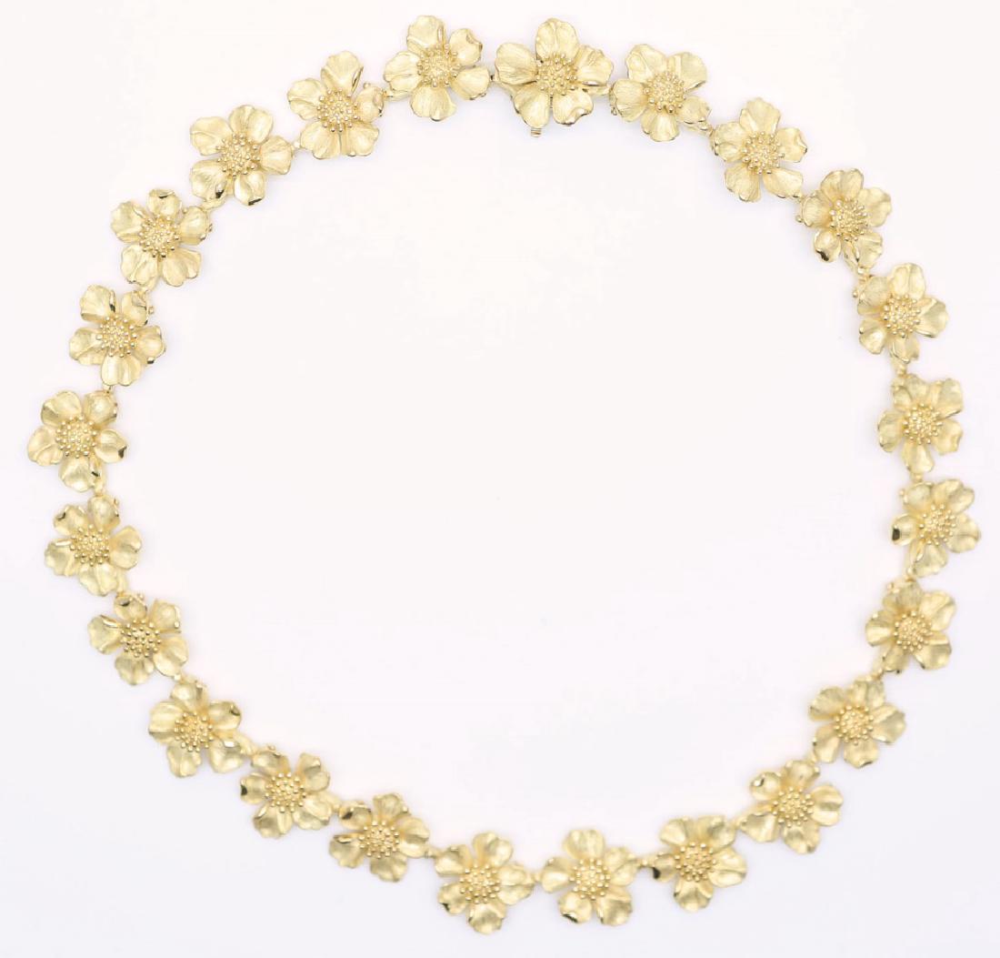 18K YELLOW GOLD TIFFANY & CO FLORAL MOTIF NECKLACE (1 of 5)