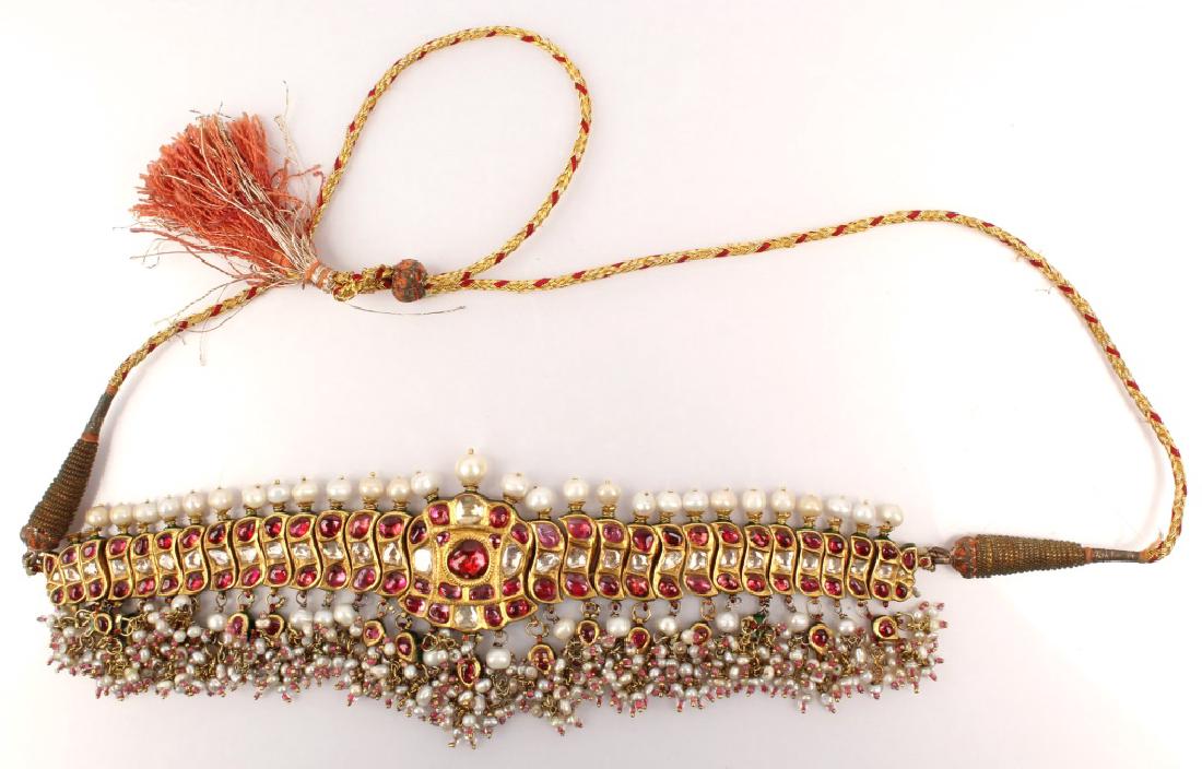 22K YELLOW GOLD RUBY & DIAMOND DOWRY HEADDRESS (1 of 7)