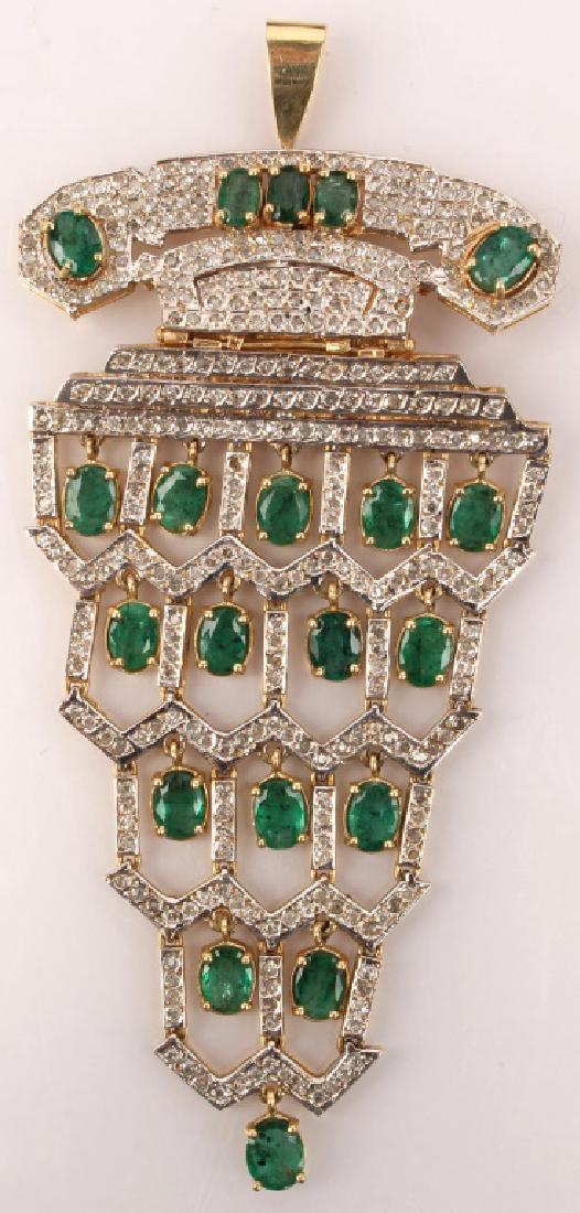 14K YELLOW GOLD EMERALD DIAMOND PENDANT (1 of 5)
