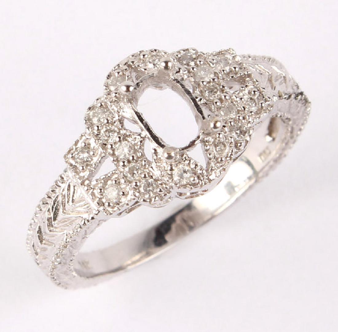 LADIES 14K WHITE GOLD DIAMOND SEMIMOUNT RING (1 of 4)