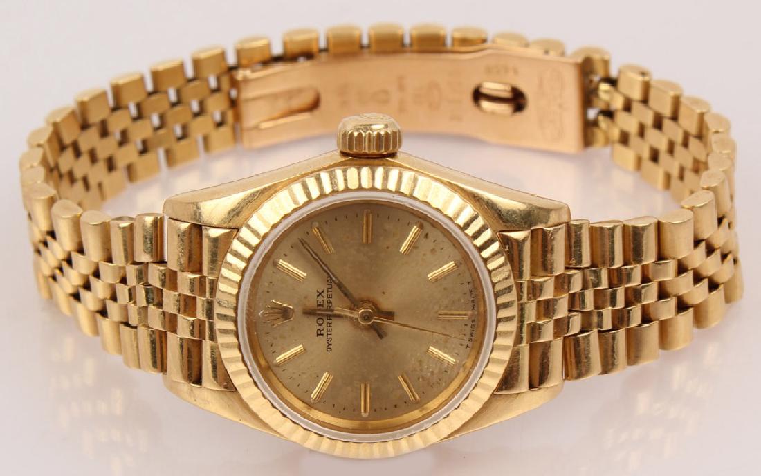 18K GOLD LADIES ROLEX OYSTER PERPETUAL WRISTWATCH (1 of 9)