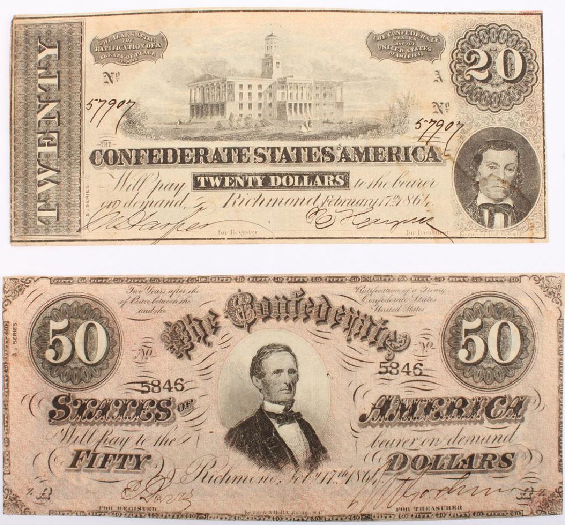 $20.00 & $50.00 CONFEDERATE STATES RICHMOND NOTES (1 of 4)