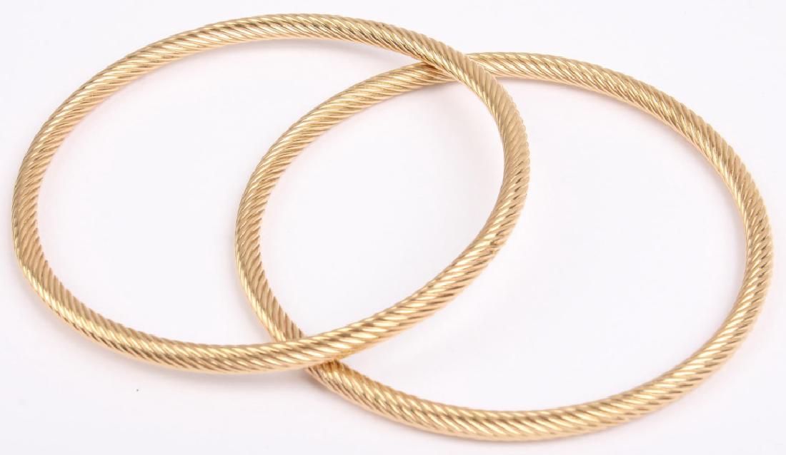 TWO 14K YELLOW GOLD BANGLE BRACELETS (1 of 3)