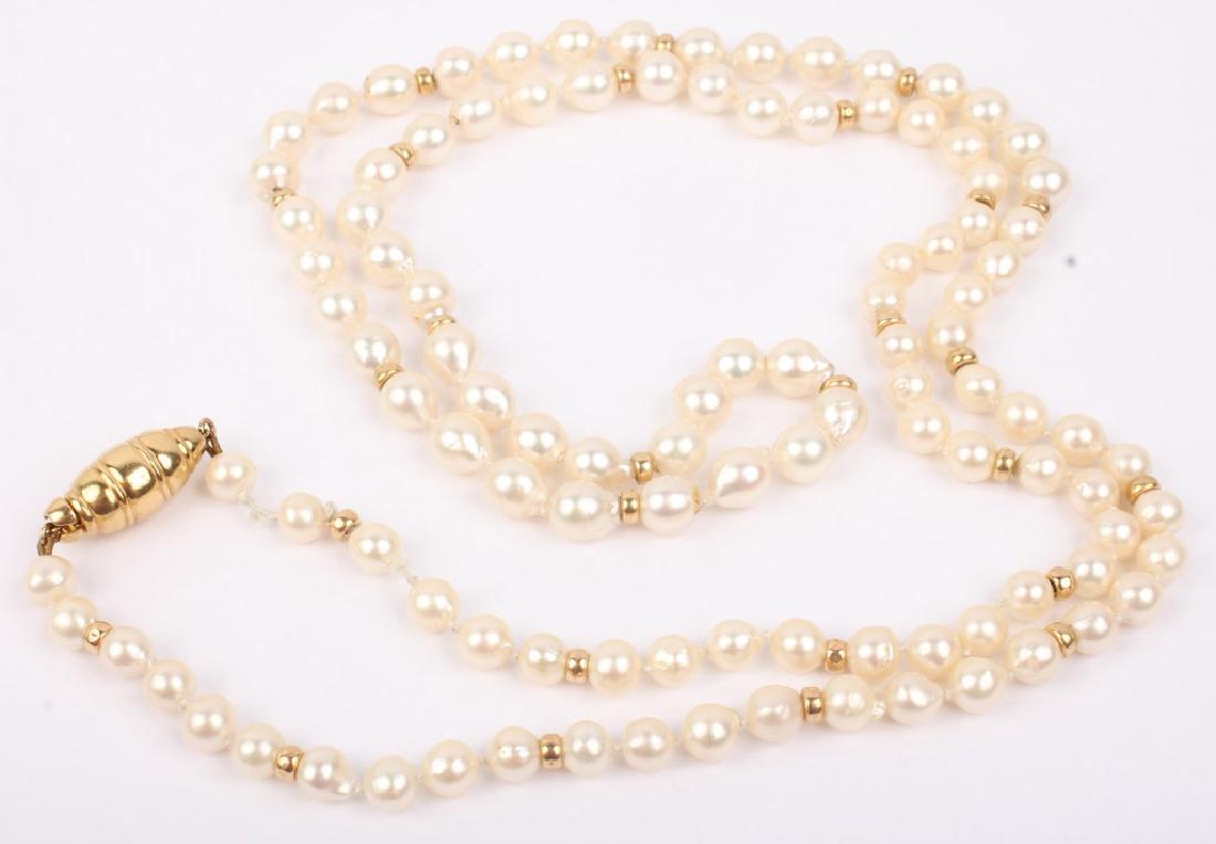 GUMP'S 18K YELLOW GOLD & PEARL NECKLACE (1 of 3)