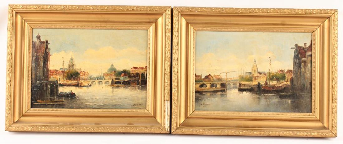 UNKNOWN ARTIST HARBOR SCENE OIL ON WOOD PAINTINGS (1 of 5)