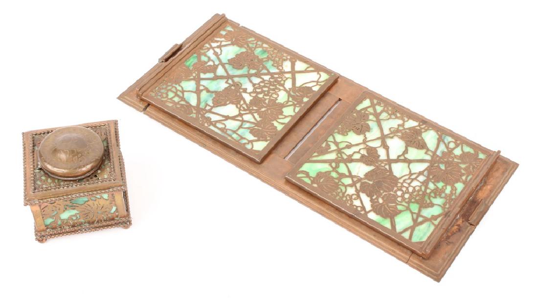 TIFFANY STUDIOS SLAG GLASS DESK SET PIECES (1 of 9)