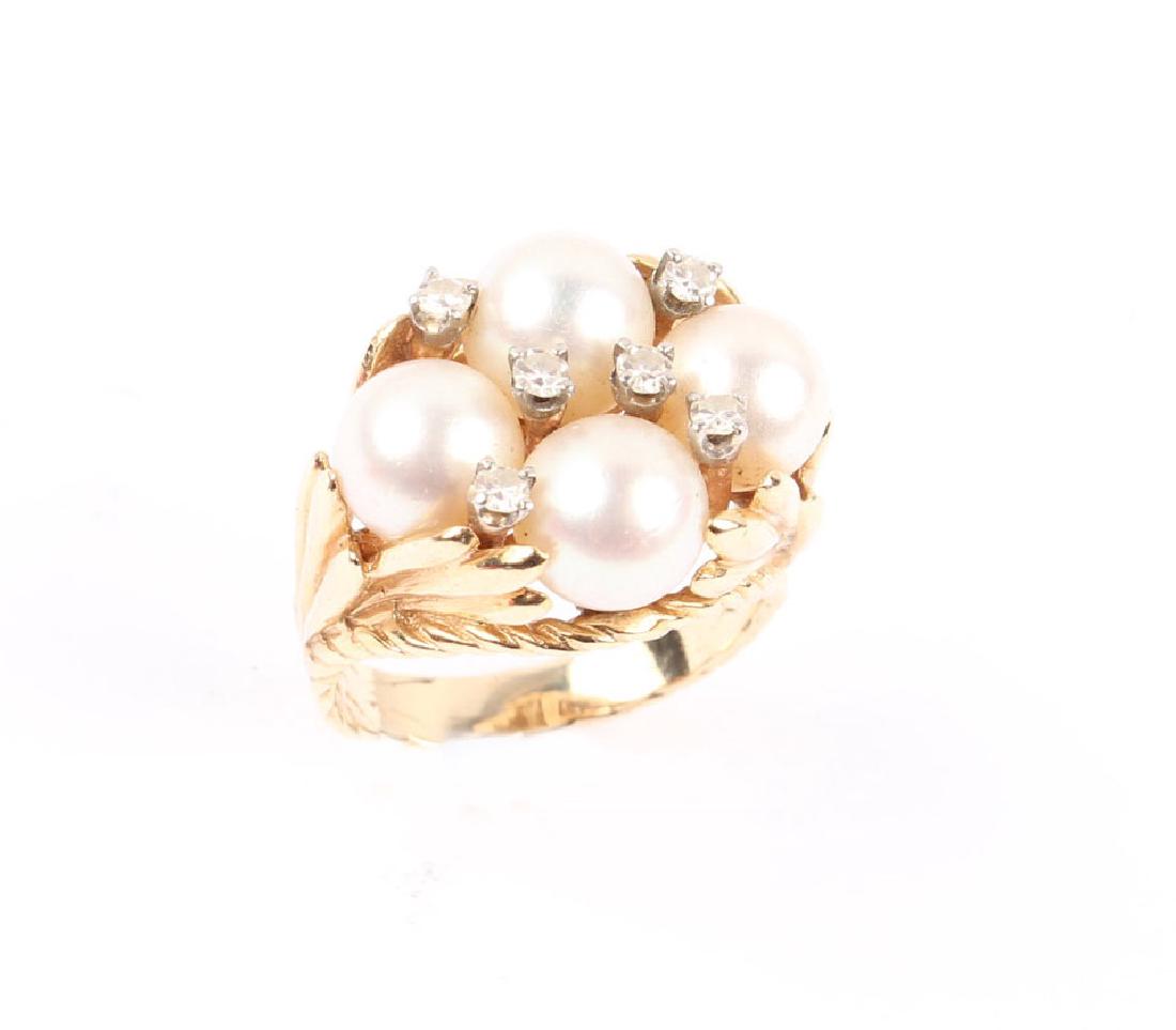 LADIES DIAMOND PEARL CLUSTER RING (1 of 3)