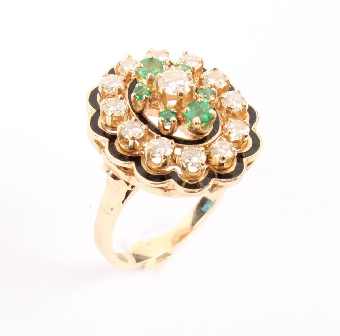14K YELLOW GOLD DIAMOND & EMERALD RING (1 of 3)