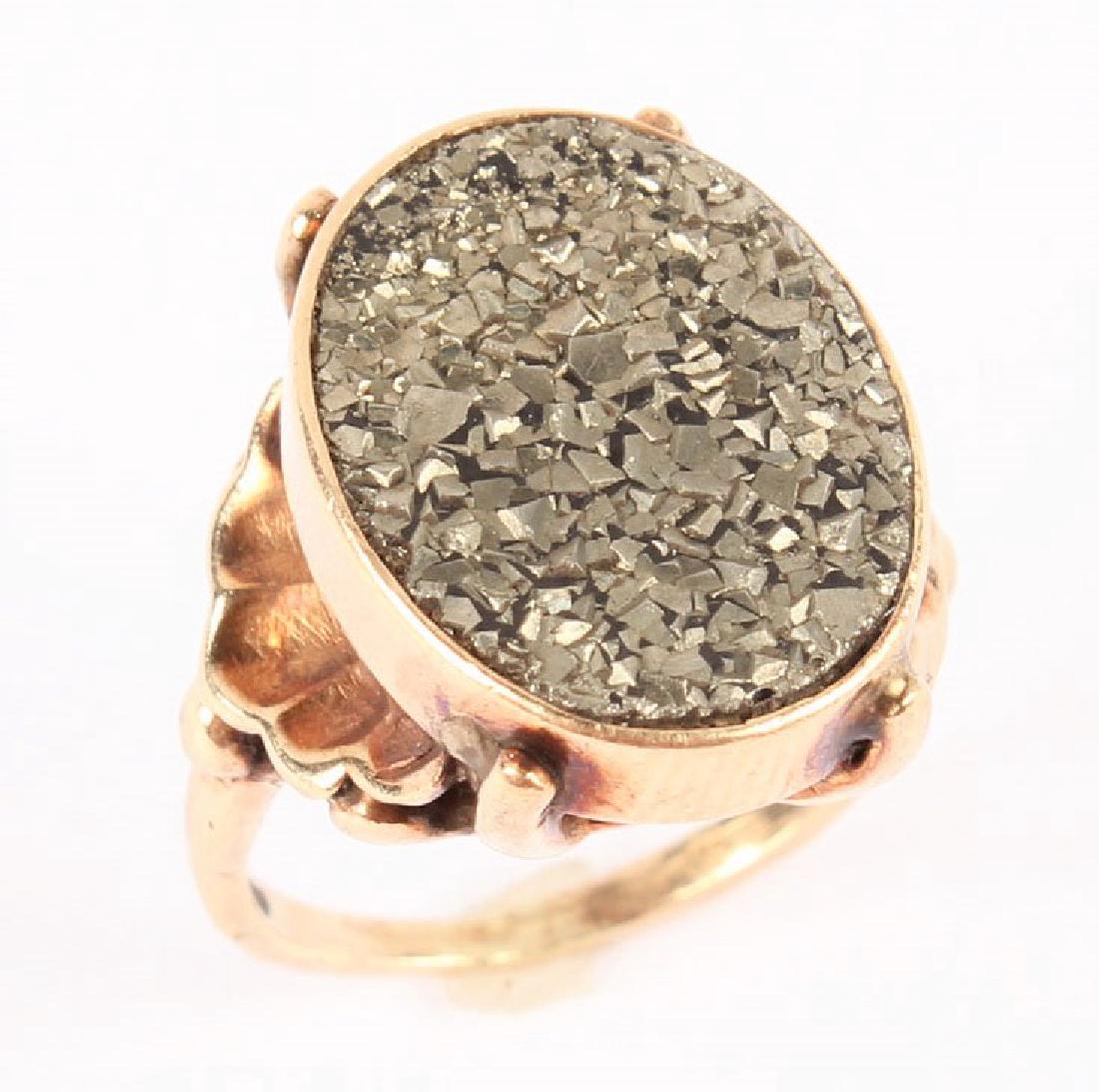 14K YELLOW GOLD PYRITE COCKTAIL RING (1 of 5)