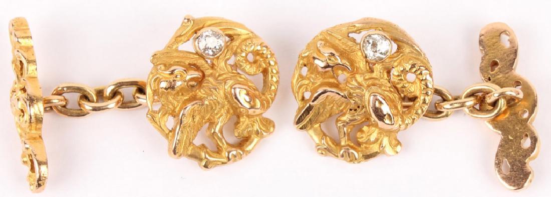 MEN'S 18K YELLOW GOLD DIAMOND CUFFLINKS (1 of 4)