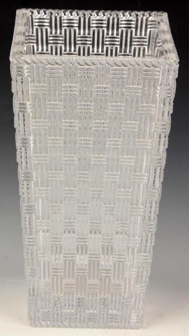 TIFFANY & CO. CRYSTAL BASKET WEAVE VASE