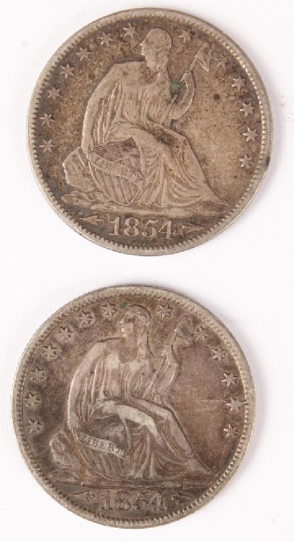 TWO 1854 UNITED STATES SEATED LIBERTY HALF DOLLAR (1 of 2)