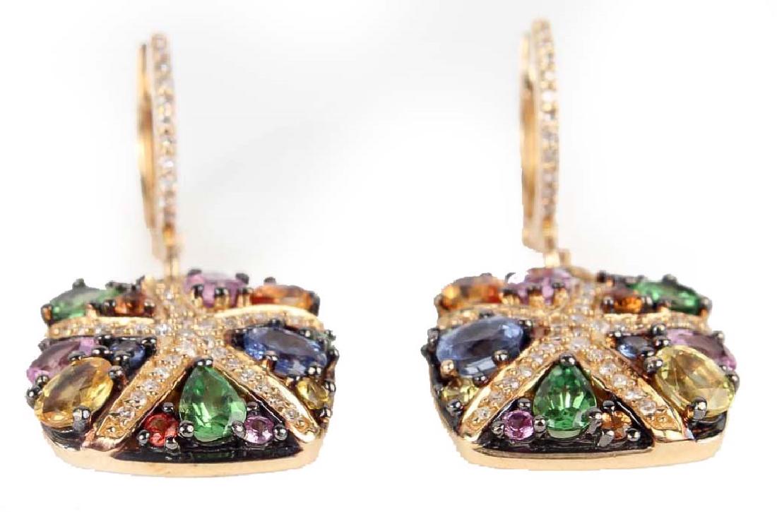 EFFY 14K YELLOW GOLD SAPPHIRE AND DIAMOND EARRINGS (1 of 4)