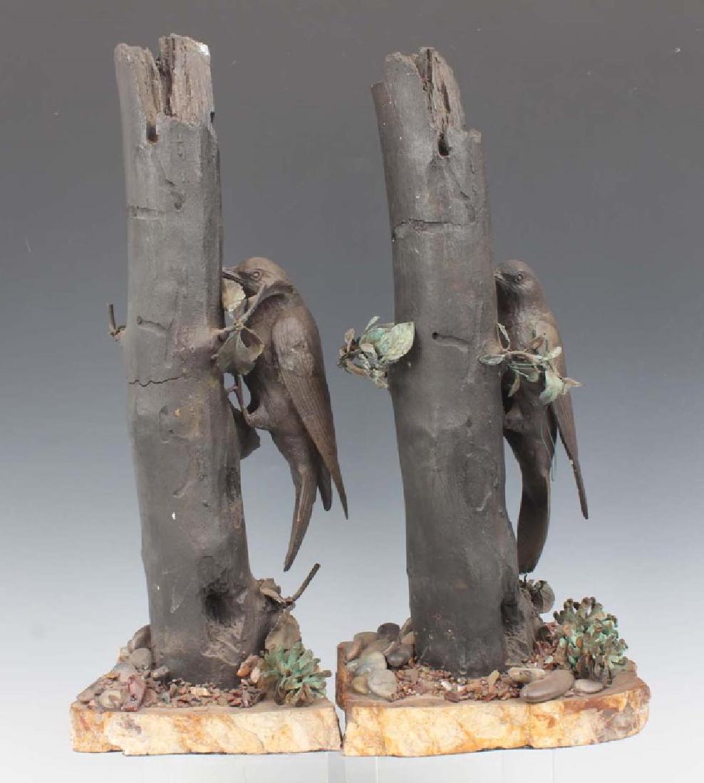 PAIR OF BRONZE WOODPECKER SCULPTURES (1 of 4)