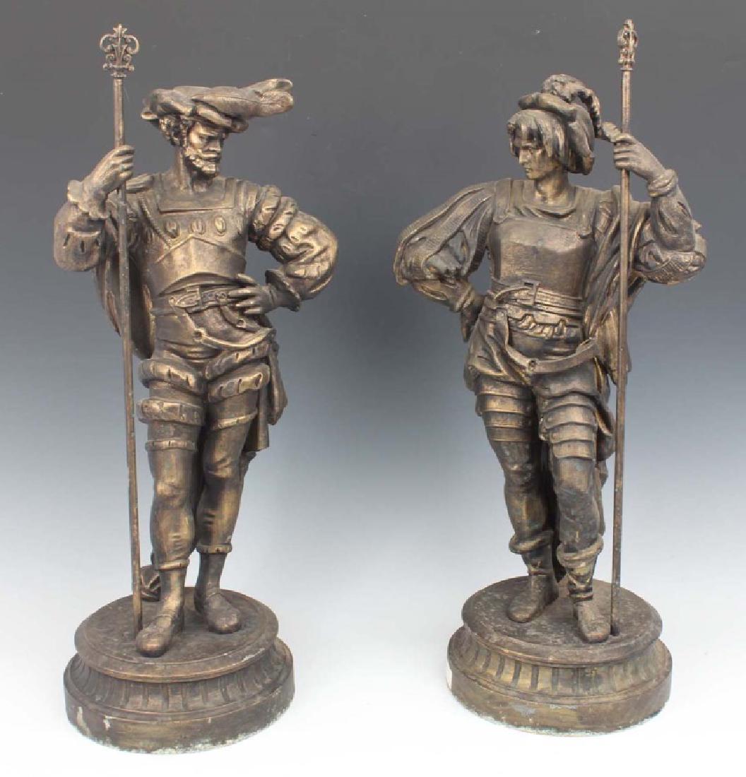 2 CAST METAL CONQUISTADOR STATUES (1 of 4)