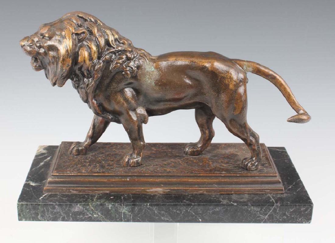 BRONZE LION WALKING STATUE FIGURINE (1 of 3)