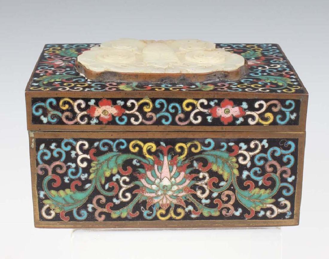 CHINESE CLOISONNE & JADE TRINKET BOX (1 of 4)