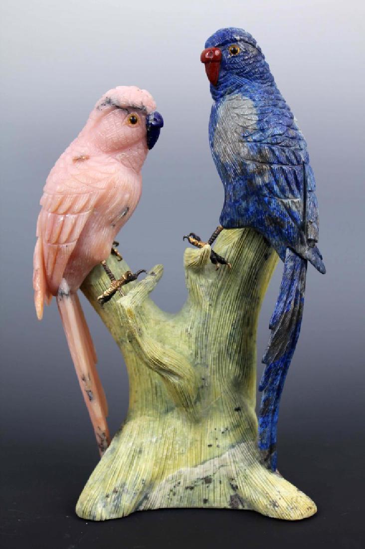 STONE BIRD CARVINGS - SODALITE & ROSE QUARTZ (1 of 5)