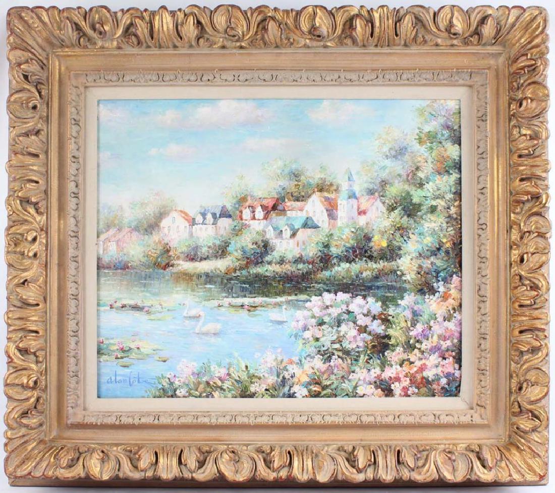 ALAN COTE FRENCH RIVER SCENE OIL PAINTING (1 of 4)