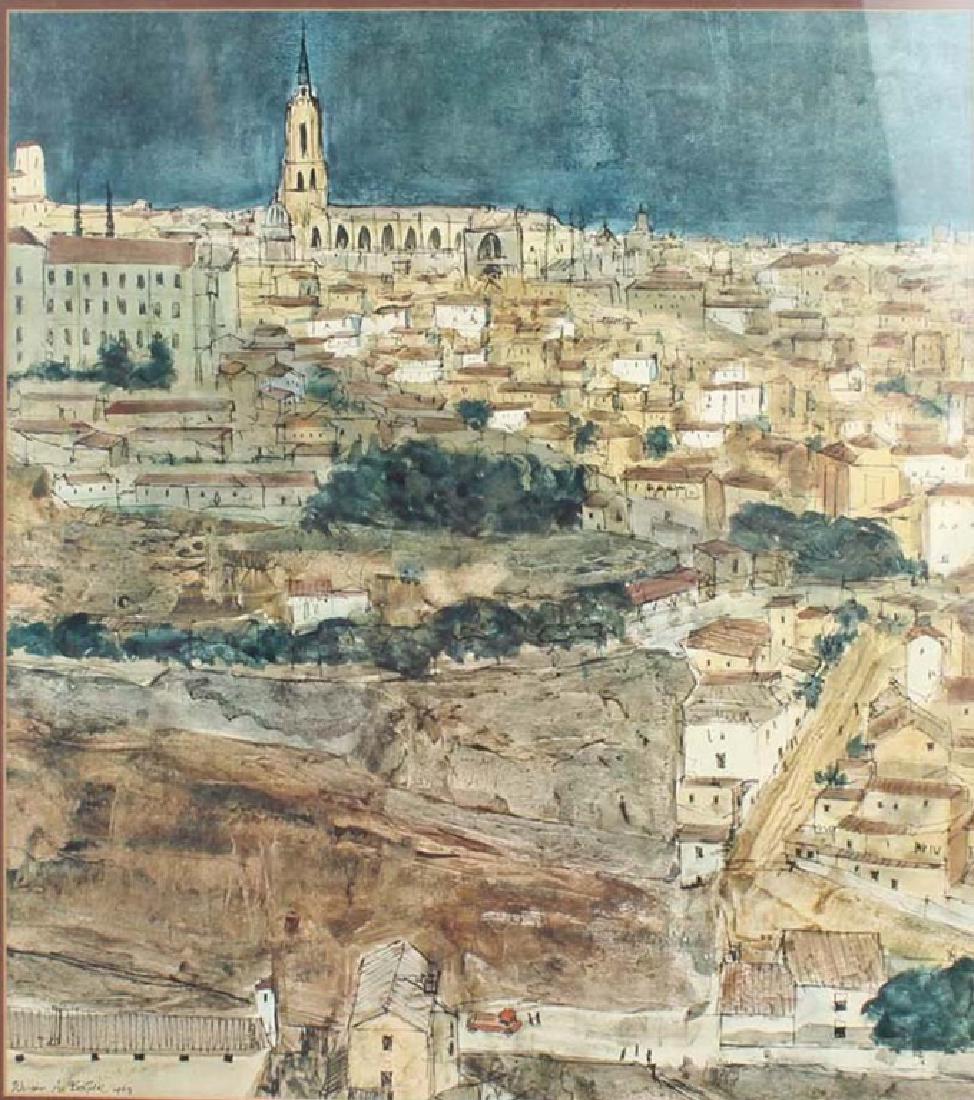 WILLIAM A. BOSTICK WATERCOLOR CITYSCAPE (1 of 4)