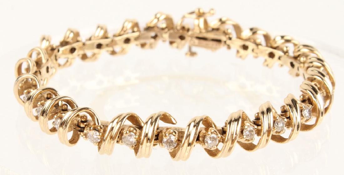LADIES 14K YELLOW GOLD DIAMOND TENNIS BRACELET (1 of 5)