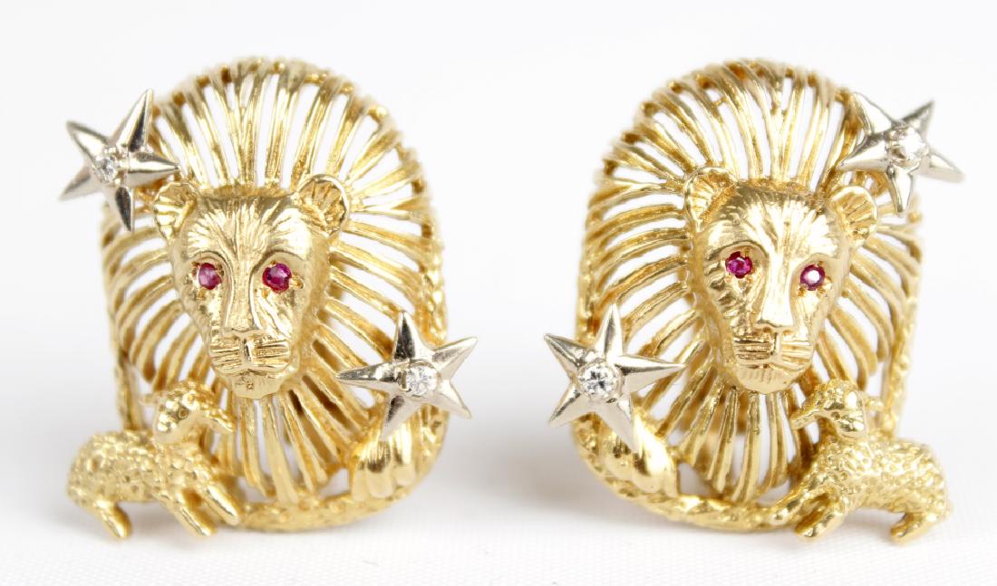 PETER LINDEMAN LION AND LAMB EARRINGS 18K (1 of 3)