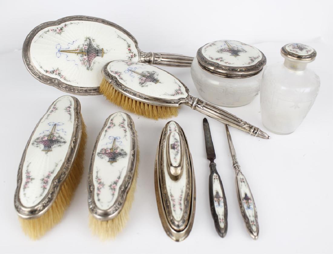 BLACKINTON STERLING SILVER GUILLOCHE VANITY SET (1 of 7)