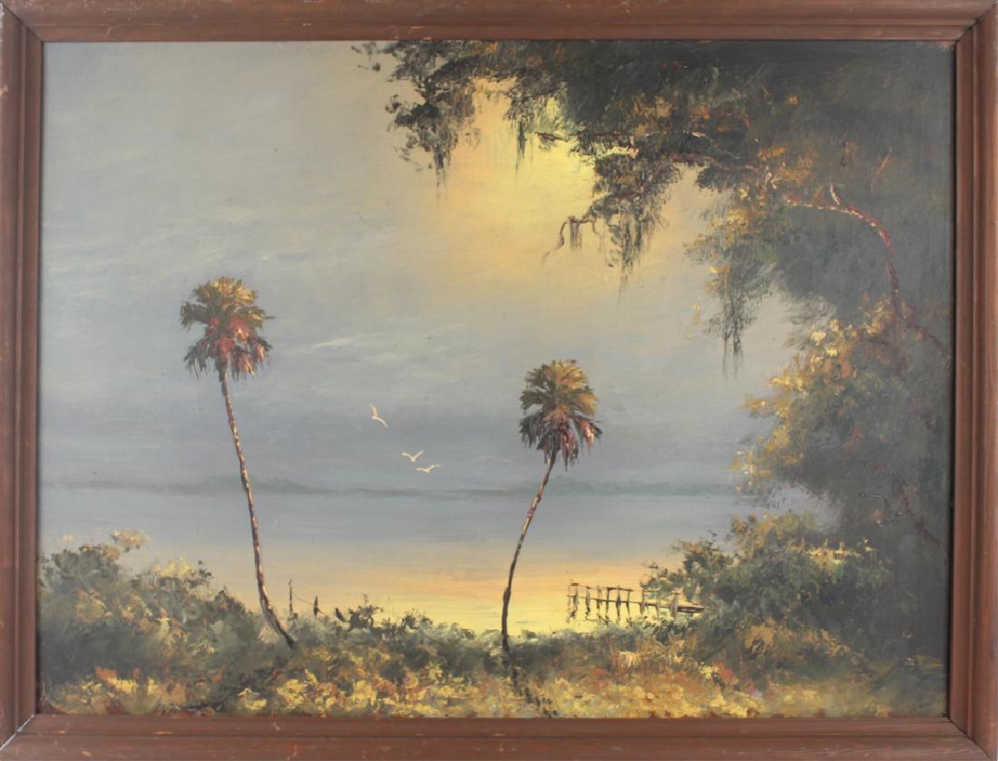 FLORIDA HIGHWAYMEN HAROLD NEWTON OIL ON MASONITE (1 of 3)