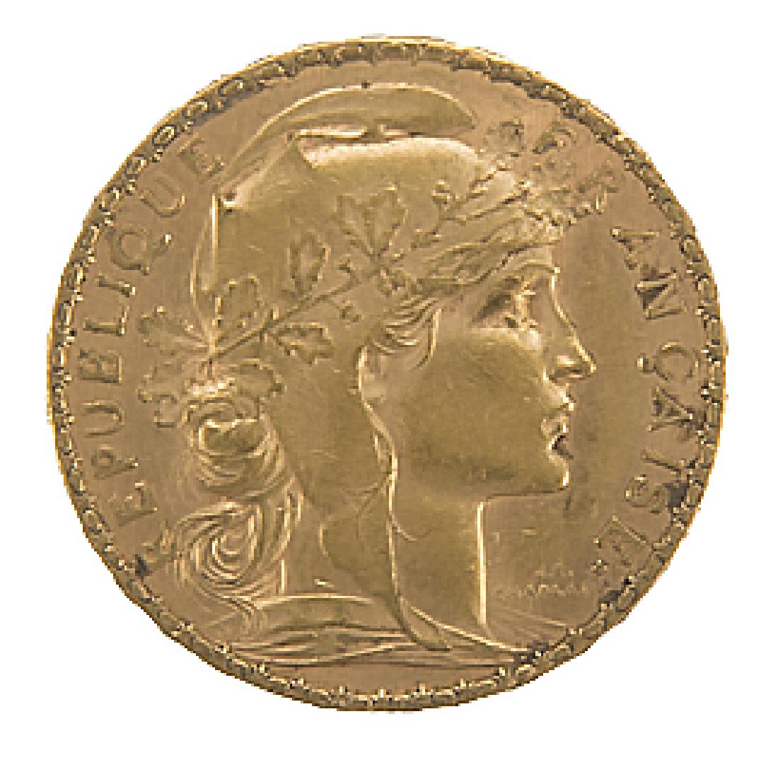 1907 SWISS 20 FRANCS FRENCH ROOSTER GOLD COIN