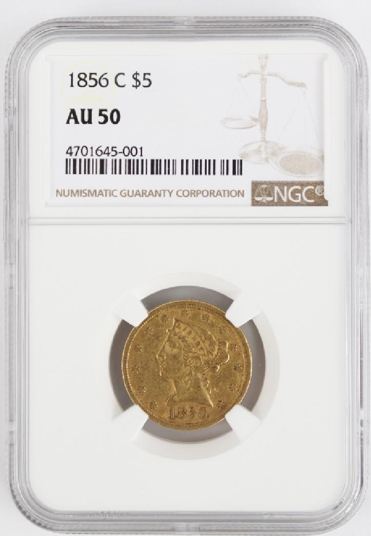 $5.00 US GOLD HALF EAGLE LIBERTY 1856 C NGC AU50 (1 of 2)