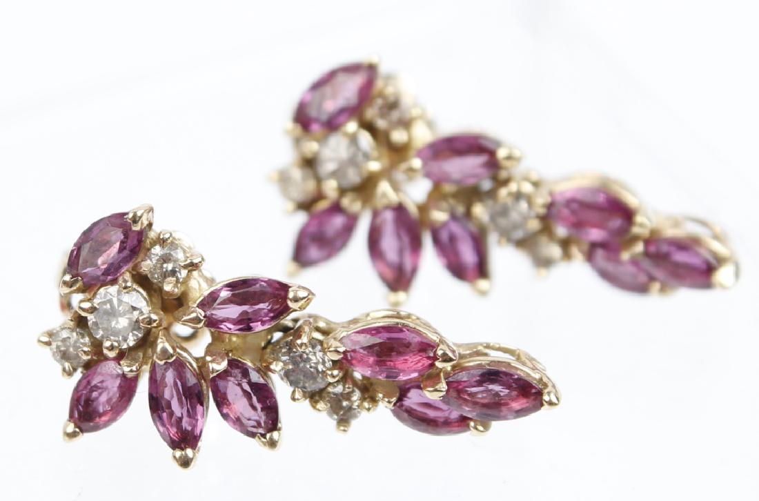LADIES 14K YELLOW GOLD DIAMOND RUBY EARRINGS (1 of 3)