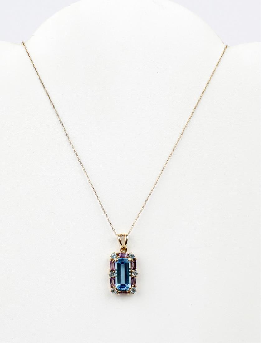 14K YELLOW GOLD SWISS BLUE TOPAZ PENDANT (1 of 3)