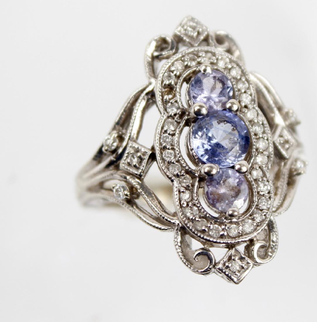 14K WHITE GOLD TANZANITE AND DIAMOND RING (1 of 5)