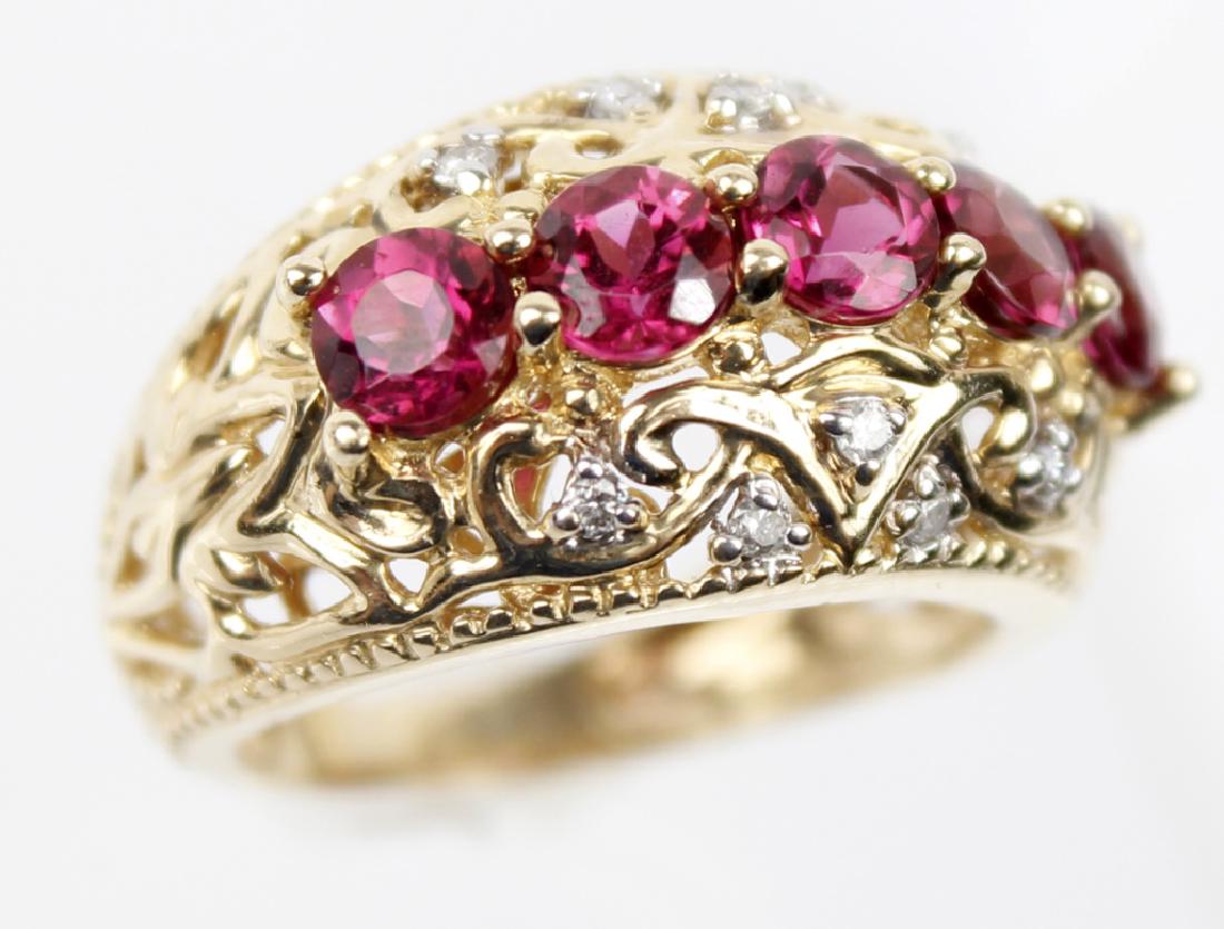 ANTIQUE 14K YELLOW GOLD AND PINK TOPAZ BAND (1 of 4)