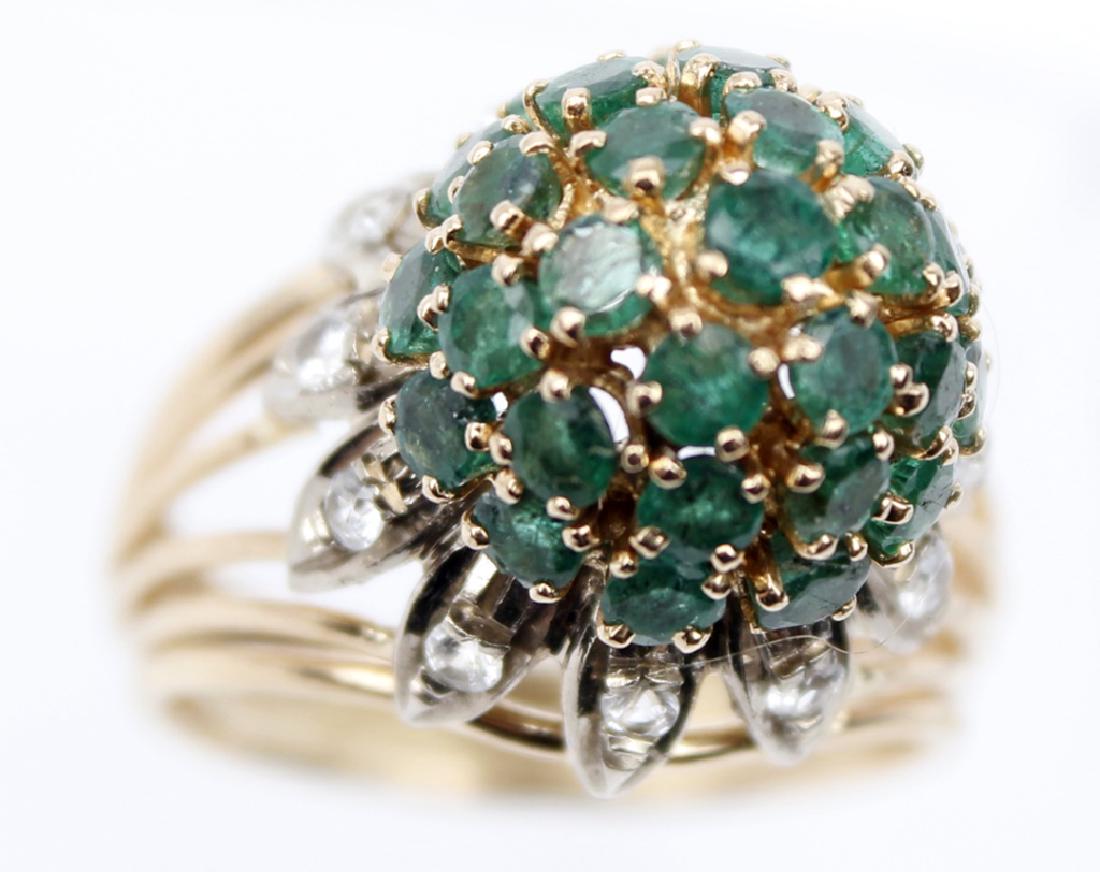 LADIES 14K YELLOW GOLD EMERALD BEEHIVE RING (1 of 4)