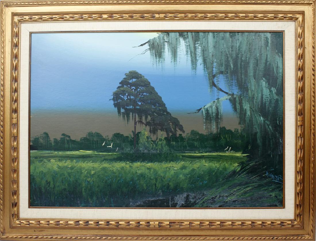 AL HAIR LUSH FLORIDA LANDSCAPE OIL ON BOARD (1 of 4)