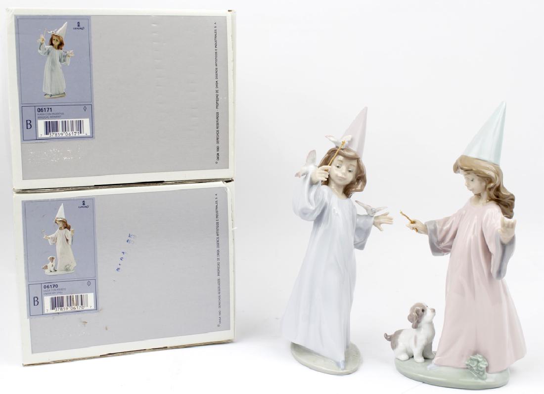 LLADRO FAIRY FIGURINES 6170, 6171 - LOT OF 2: LLADRO FAIRY FIGURINES 6170, 6171 - LOT OF 2 Lot of two fairy princess Lladro figurines. "Under My Spell" number 6170, a girl with a princess hat and wand, with a puppy. "Magical Moment" number 6171, 