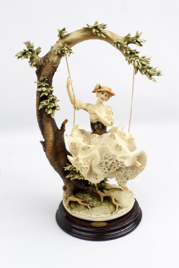 GIUSEPPE ARMANI YOUNG LADY ON A SWING: GIUSEPPE ARMANI YOUNG LADY ON A SWING Guiseppe Armani figurine, titled "Young Lady on a Swing". Number 0492C. In original box. Size: 14"