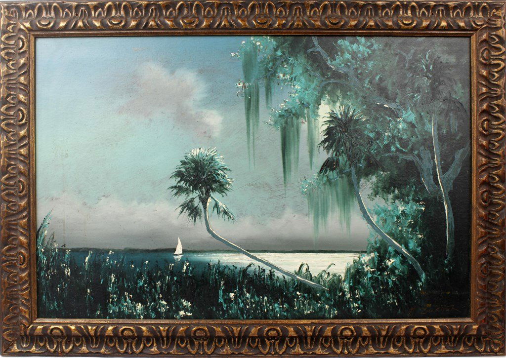 BUCKNER HIGHWAYMEN MOONLIT WATER OIL ON BOARD