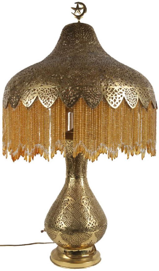LARGE PIERCED BRASS BEADED TURKISH TABLE LAMP - May 25, 2019 | Manor