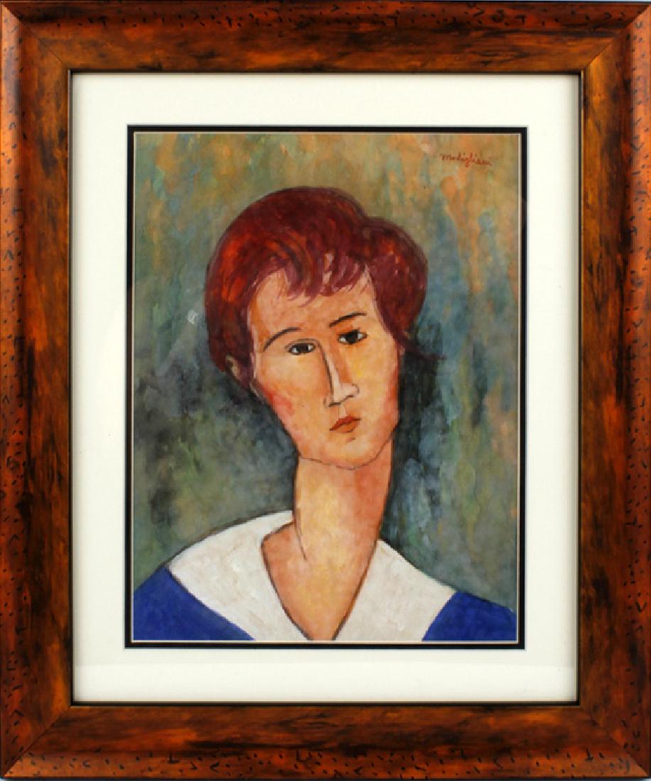 AMEDEO MODIGLIANI (ITALIAN) ORIGINAL PAINTING: AMEDEO MODIGLIANI (ITALIAN) ORIGINAL PAINTING Amedeo Modigliani (Italian, 1884-1920) was an artist active during the early 20th century, best known for the elegant portraits he created. This is hand p