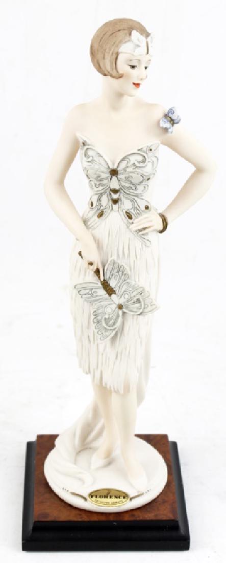 GIUSEPPE ARMANI PORCELAIN "NANETTE" FIGURINE: GIUSEPPE ARMANI PORCELAIN "NANETTE" FIGURINE Giuseppe Armani porcelain figurine "Damina Con Farfalla, Nanette". Butterfly girl with art deco styling. In original box. Size: 12.75"