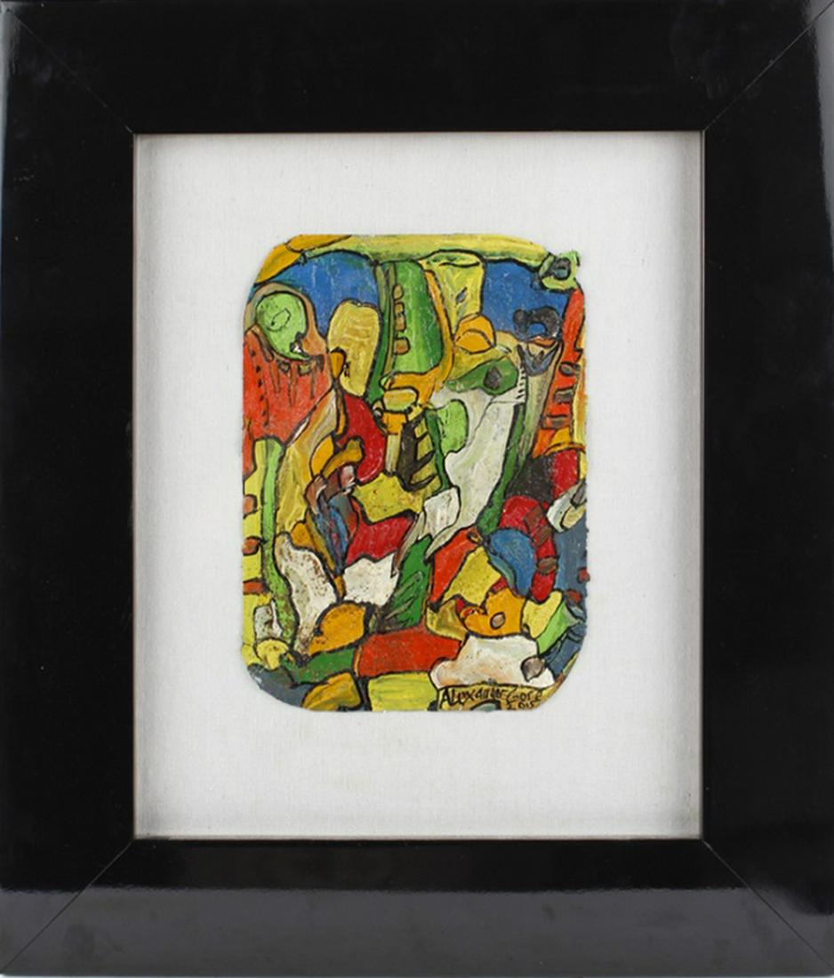 ALEXANDER GORE ORIGINAL MIXED MEDIA ON BOARD: ALEXANDER GORE ORIGINAL MIXED MEDIA ON BOARD Alexander Gore original mixed media oil on board titled "The Composition In Good Paint .2" abstract painting, signed lower right, includes COA . Board meas