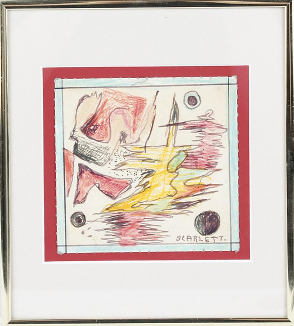 ROLPH SCARLETT ABSTRACT ORIGINAL WATERCOLOR: ROLPH SCARLETT ABSTRACT ORIGINAL WATERCOLOR Rolph Scarlett (NY, CA, Canada, 1889-1984), known for non objective-geometric, modernist-leaning landscape painting. Original watercolor, signed lower right