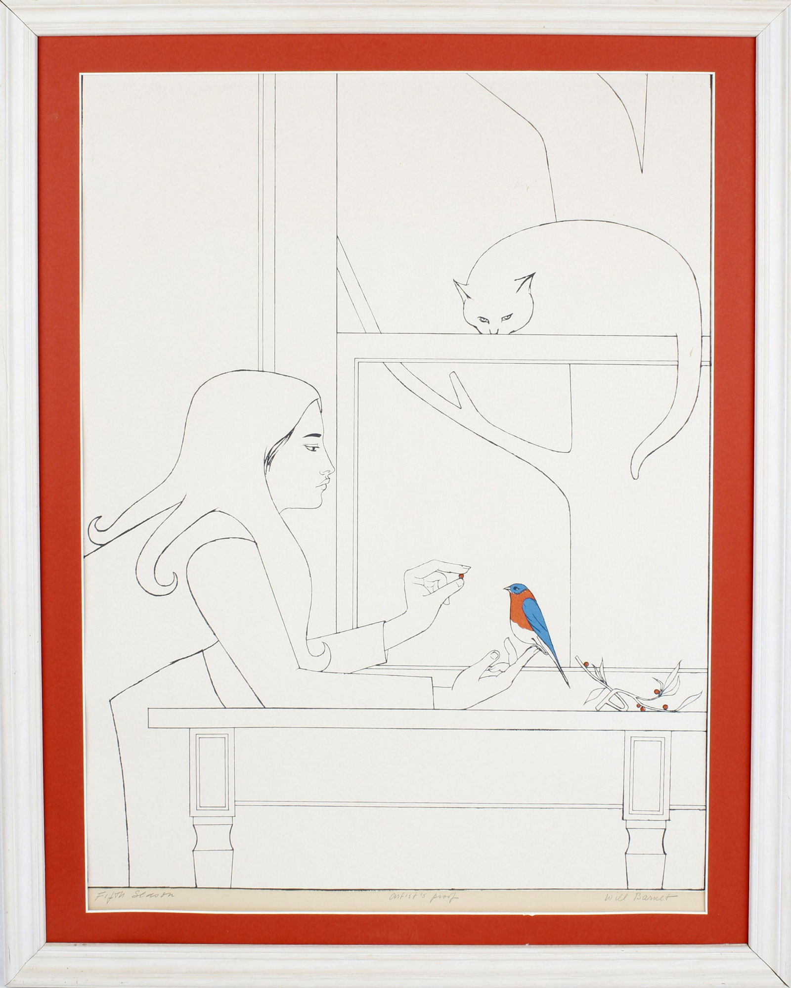 WILL BARNET ARTIST PROOF LITHOGRAPH FIFTH SEASON: Will Barnet artist proof lithograph. "Fifth Season", hand signed in pencil. 26" x 19" Condition: Very Fine.