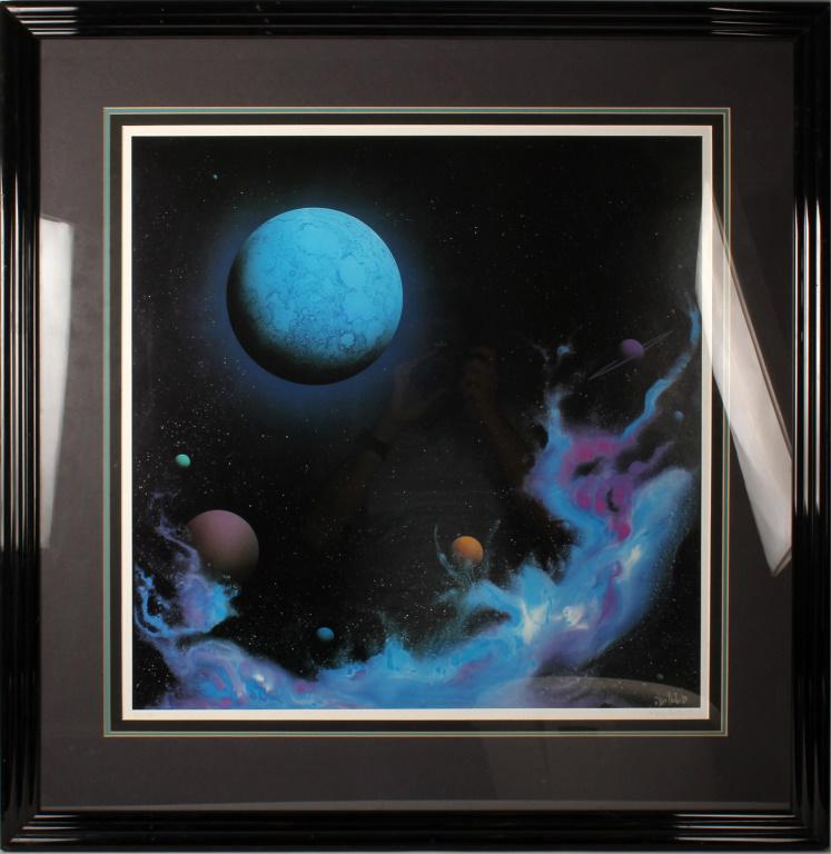 DAVID ARCHER HAND-SIGNED BLUE MOON GICLEE PRINT: DAVID ARCHER HAND-SIGNED BLUE MOON GICLEE PRINT David Archer hand-signed giclee print titled "Blue Moon". Signed and dated 1983 lower right. Numbered 404/750. Includes a certificate of authenticity. T