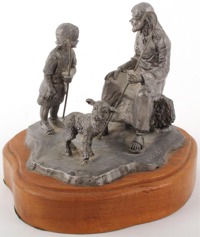 MICHAEL RICKER LIMITED EDITION STATUE OF FAITH: MICHAEL RICKER LIMITED EDITION STATUE OF FAITH Michael Ricker (1940-2006, American) limited edition pewter statue of Faith No# 465/500. Ricker was a celebrated and accomplished artist and sculptor for